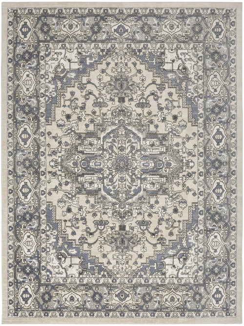 9' X 12' Cream Floral Power Loom Area Rug